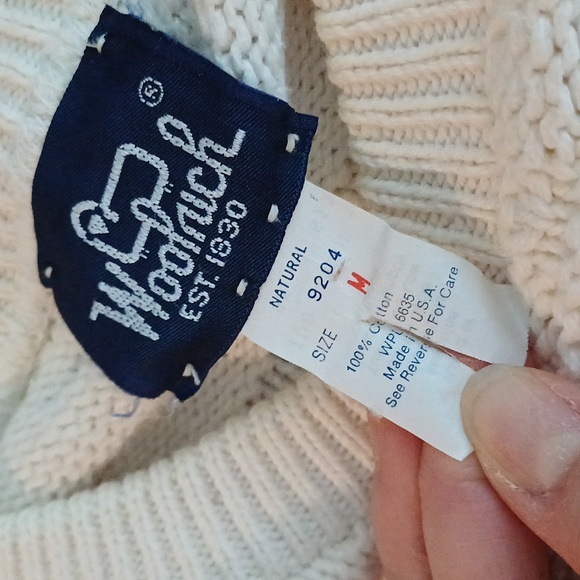 Woolrich mens vintage 100% cotton Crewneck Sweater red green natural Holiday M - Picture 11 of 15